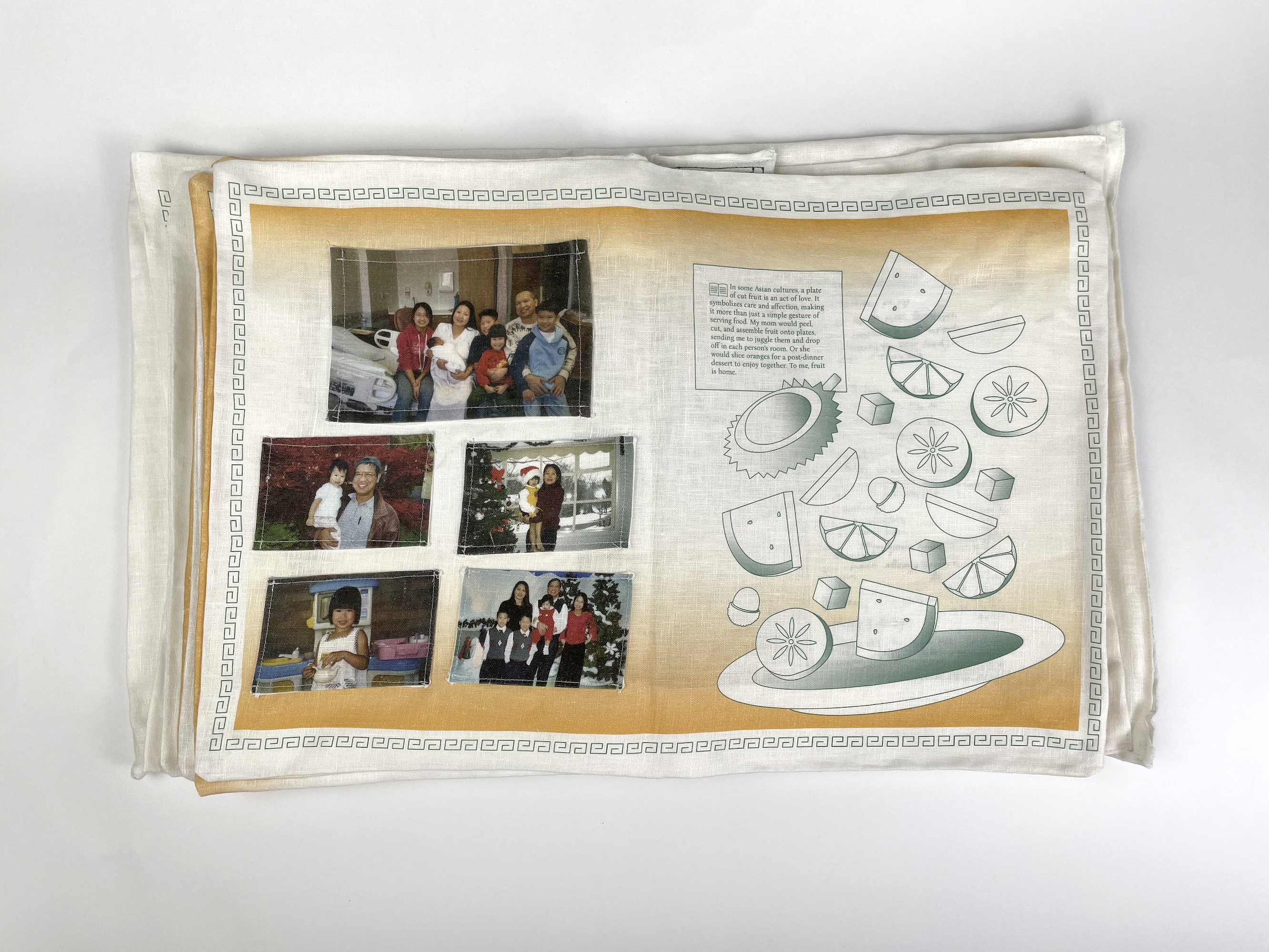 A picture of a family in a linen book