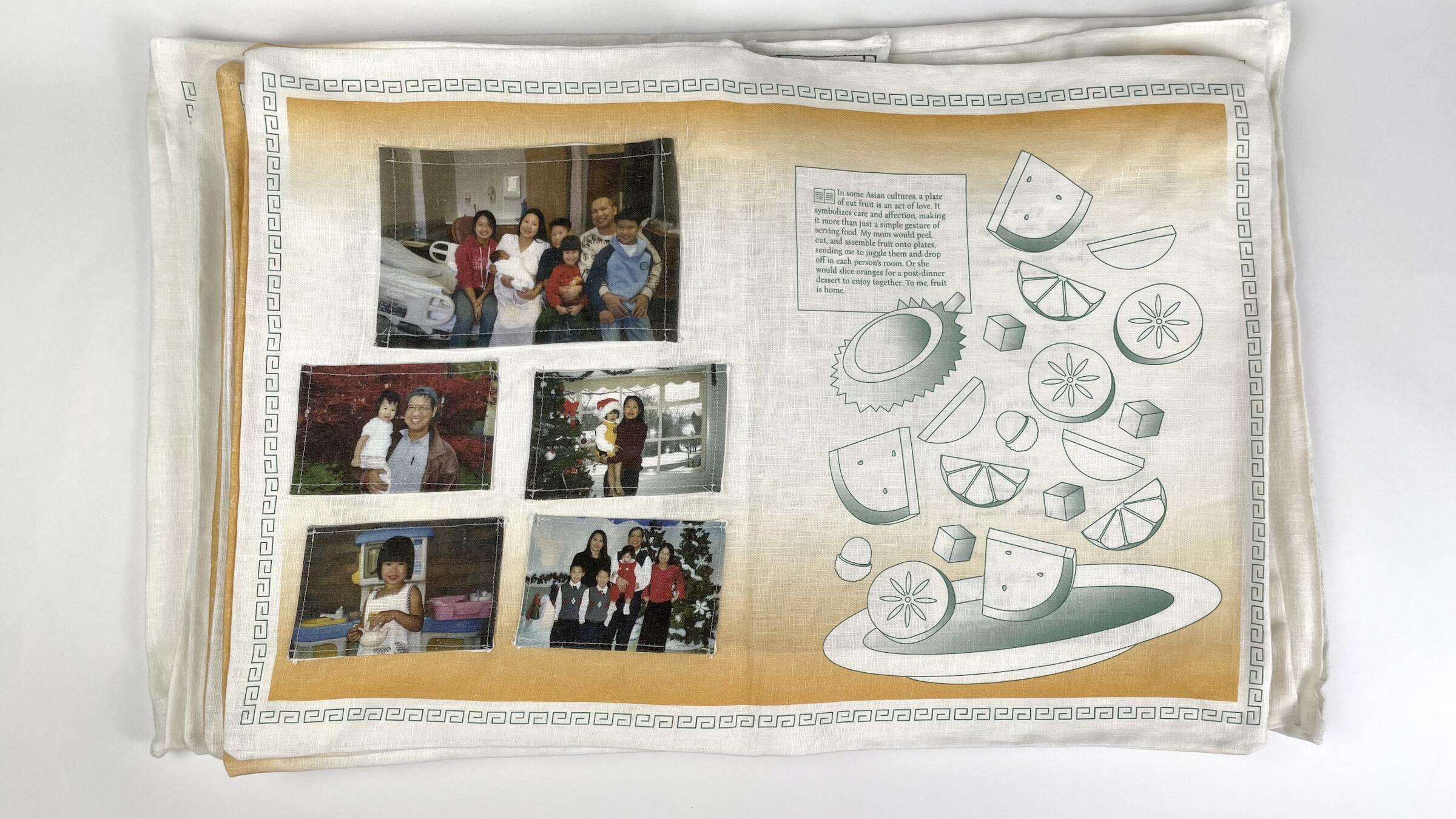 A picture of a family in a linen book
