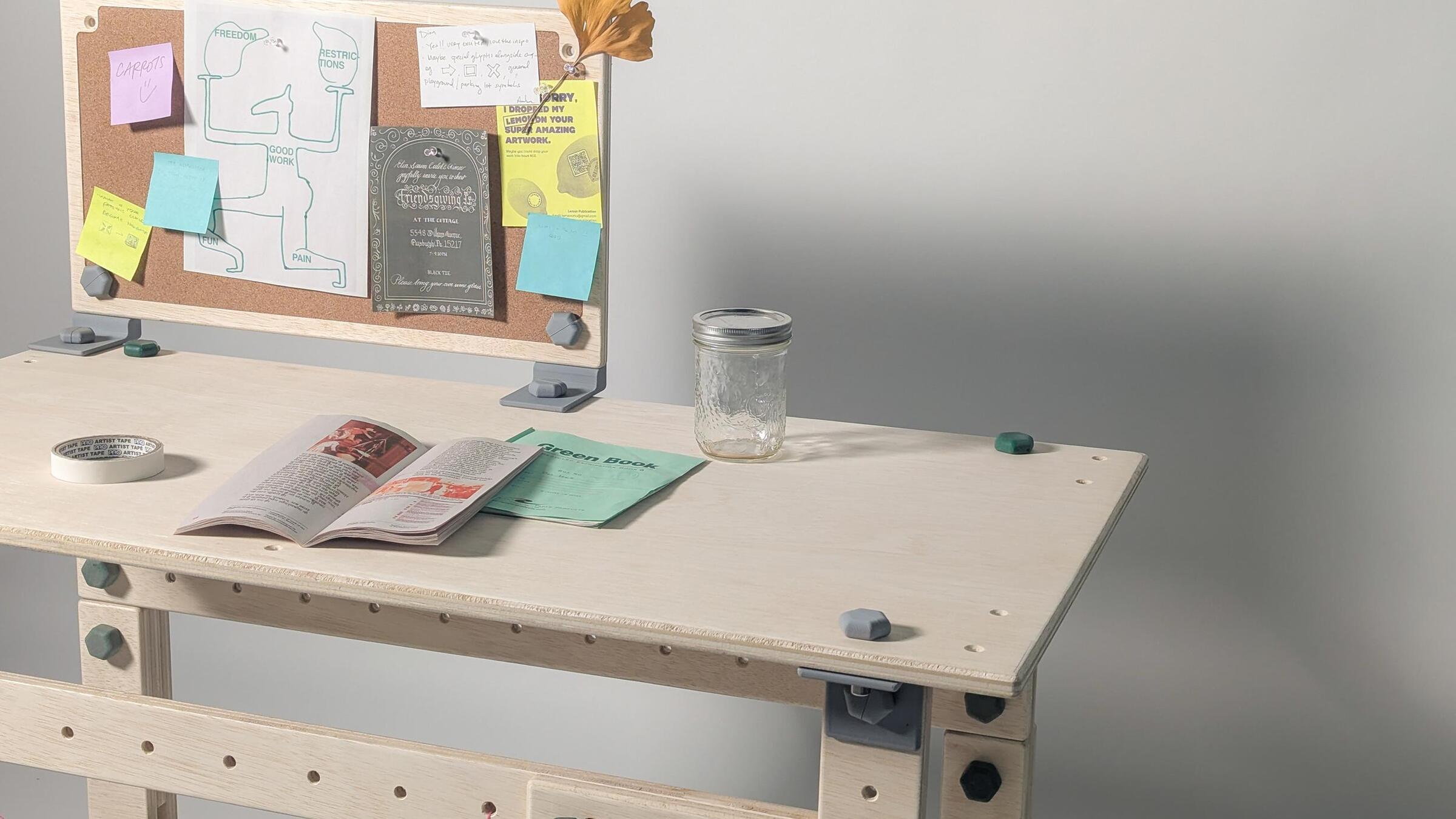 a photograph of a wooden modular expandable desk 