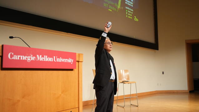 Hiroshi Ishii giving a lecture 