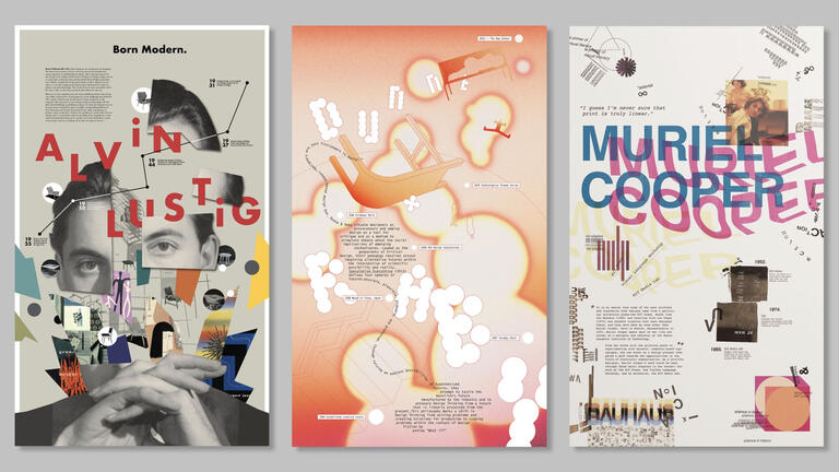 3 posters featuring students' "design heroes"