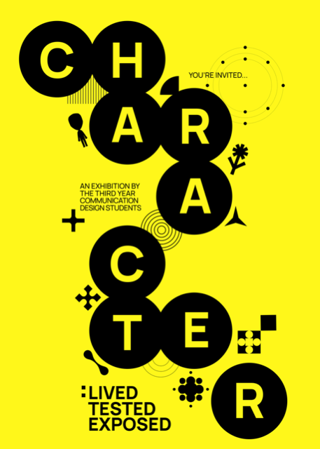 The invitation for the Character exhibit